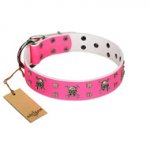 "Rosy Jack" Modern Handmade FDT Artisan Pink Leather dog Collar