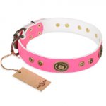 "Pink Pearl" FDT Artisan Leather dog Collar for Real Ladies