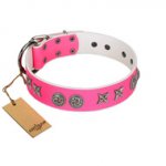 "Winsome Lassie" Designer Handmade FDT Artisan Pink Leather dog Collar