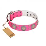 "Sunny Star" Designer Handmade FDT Artisan Pink Leather dog Collar