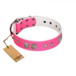 "Rosy Evolution" Designer Handmade FDT Artisan Pink Leather dog Collar