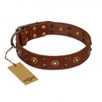 "Unfailing Charm" FDT Artisan Studded Tan Leather dog Collar