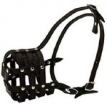 Leather Mesh Basket Dog Muzzle with Free Air Flow