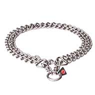 Brushed Stainless Steel Collar with 1/9 inch (3 mm) link diameter - "Double Chain"