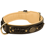 Fashionable Royal Nappa Padded Hand Made Leather Dog Collar