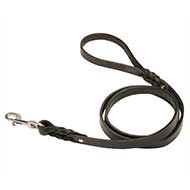 Leather dog leash with short braids