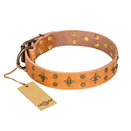 "Top-Flight" FDT Artisan Adorned Tan Leather dog Collar
