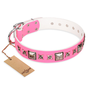 "Lady in Pink" FDT Artisan Extravagant Leather dog Collar with Studs
