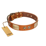 "Perfect Blend" FDT Artisan Tan Leather dog Collar 1 1/2 inch (40 mm) wide